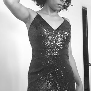 B Smart Black Maxi Sequin Dress